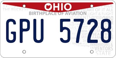 OH license plate GPU5728