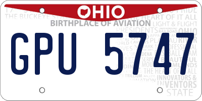 OH license plate GPU5747