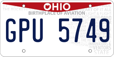 OH license plate GPU5749
