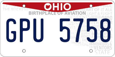 OH license plate GPU5758