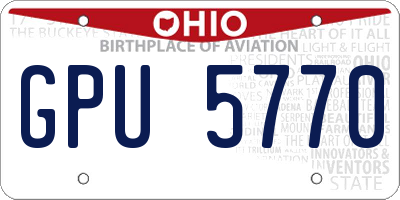 OH license plate GPU5770