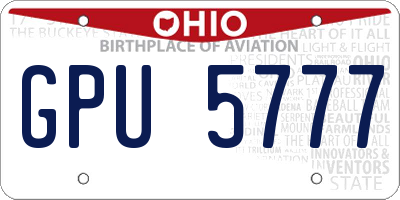 OH license plate GPU5777