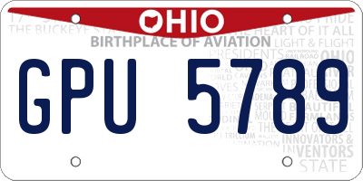OH license plate GPU5789
