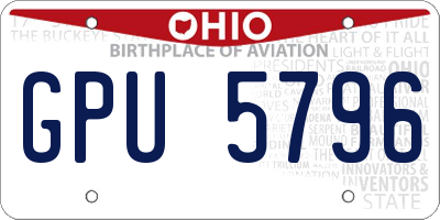 OH license plate GPU5796