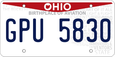OH license plate GPU5830