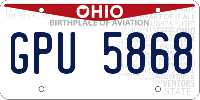 OH license plate GPU5868