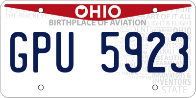 OH license plate GPU5923