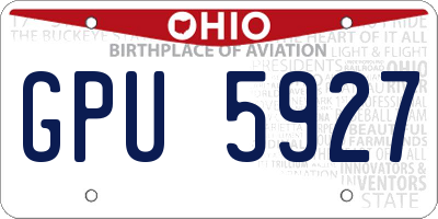 OH license plate GPU5927