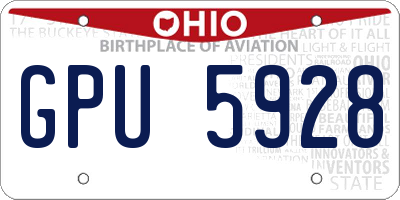 OH license plate GPU5928