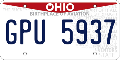 OH license plate GPU5937