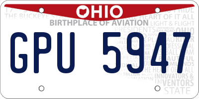 OH license plate GPU5947