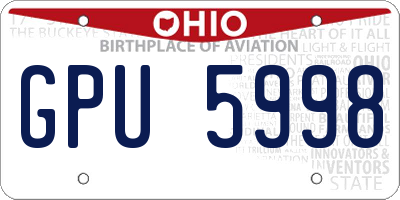 OH license plate GPU5998