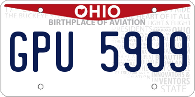OH license plate GPU5999