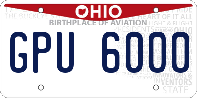 OH license plate GPU6000