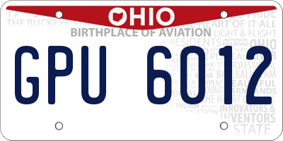 OH license plate GPU6012