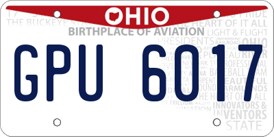 OH license plate GPU6017