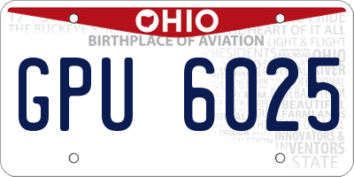 OH license plate GPU6025