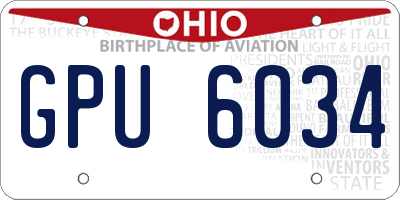 OH license plate GPU6034