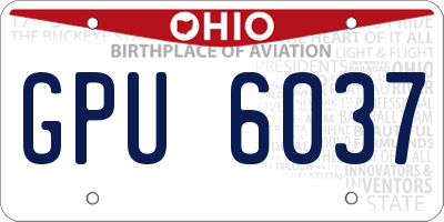 OH license plate GPU6037