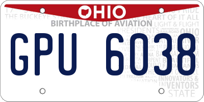 OH license plate GPU6038