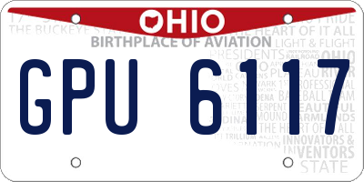 OH license plate GPU6117