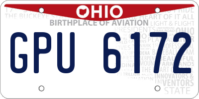 OH license plate GPU6172