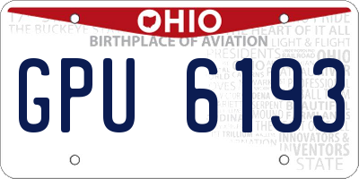 OH license plate GPU6193