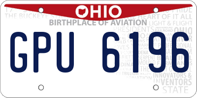 OH license plate GPU6196