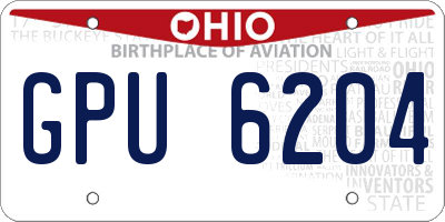 OH license plate GPU6204