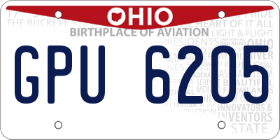 OH license plate GPU6205