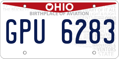 OH license plate GPU6283