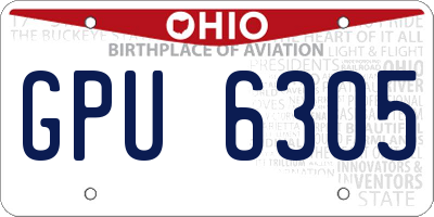 OH license plate GPU6305