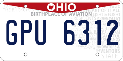 OH license plate GPU6312
