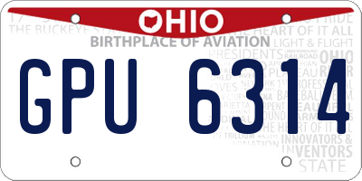 OH license plate GPU6314