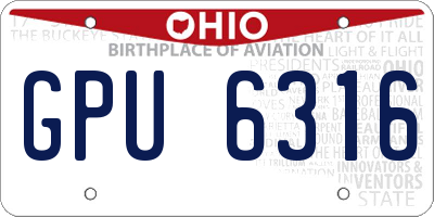 OH license plate GPU6316
