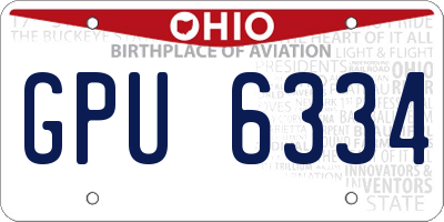 OH license plate GPU6334