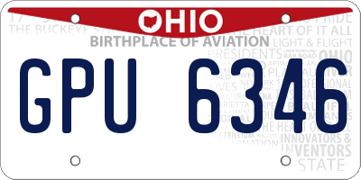 OH license plate GPU6346