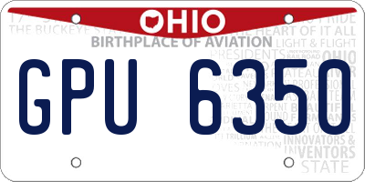 OH license plate GPU6350