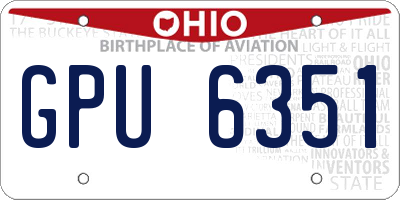 OH license plate GPU6351