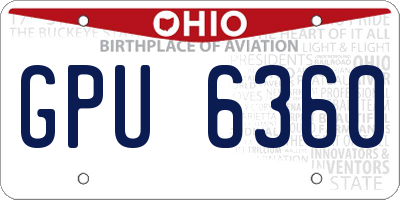 OH license plate GPU6360