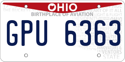 OH license plate GPU6363