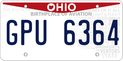 OH license plate GPU6364