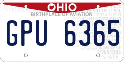 OH license plate GPU6365