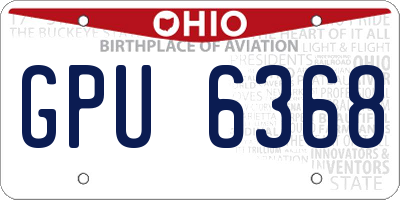 OH license plate GPU6368