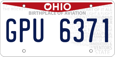 OH license plate GPU6371