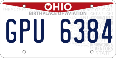 OH license plate GPU6384