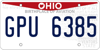 OH license plate GPU6385