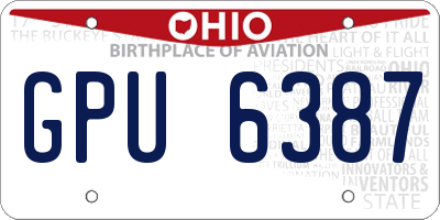 OH license plate GPU6387