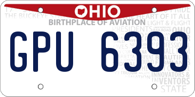 OH license plate GPU6393