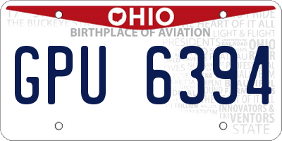 OH license plate GPU6394